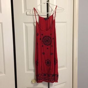 Red spaghetti strap pattern dress